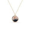 Gold Necklace with a round pendant on a white background