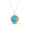 Large Round Turquoise Blue Lagoon Sterling Silver Pendant