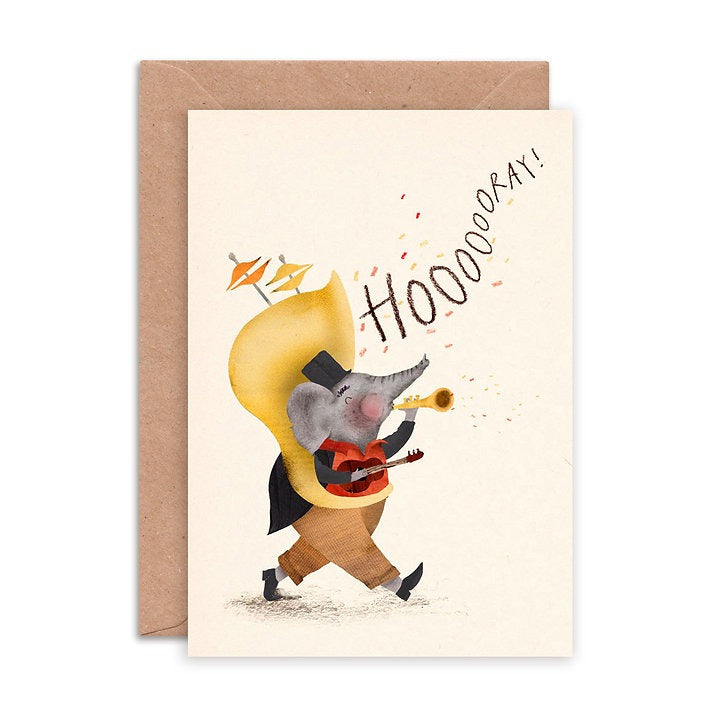 Hooray Elephant Greeting Card