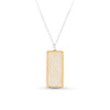 Crystal clear glass small rectangular drop sterling silver necklace outlined in gold lustre