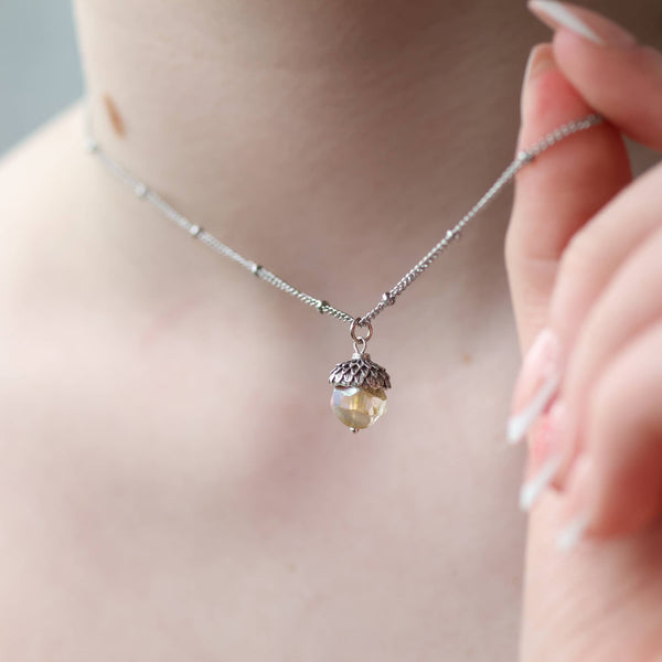 Yellow Opal Acorn Necklace Pendant