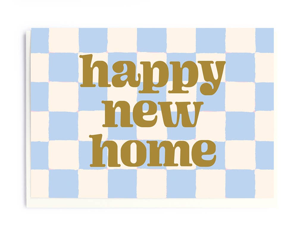 New home blue check greeting card