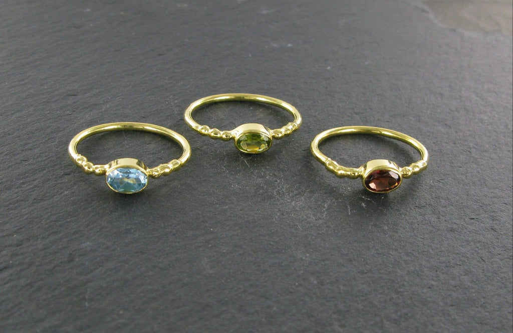 Brass Faceted Stone Ring