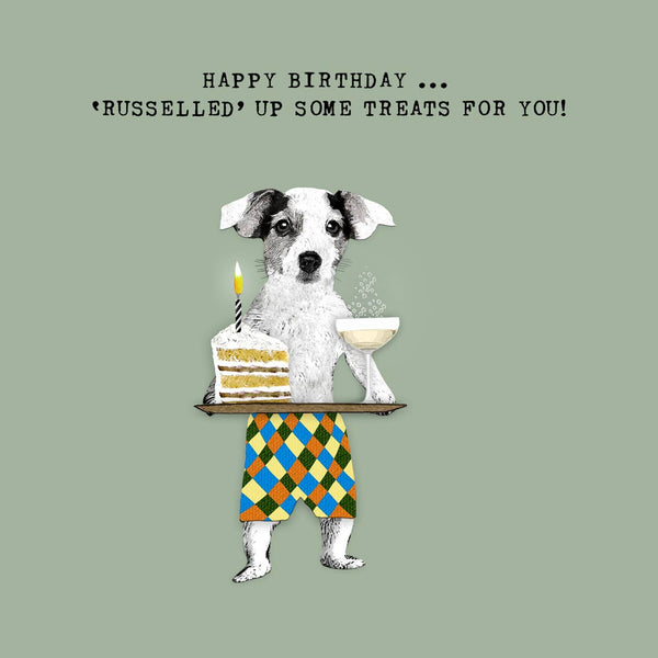 PA022 ... Birthday Card ...Jack Russell dog with treats