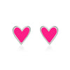 Mini Heart Studs - Neon Pink Enamel