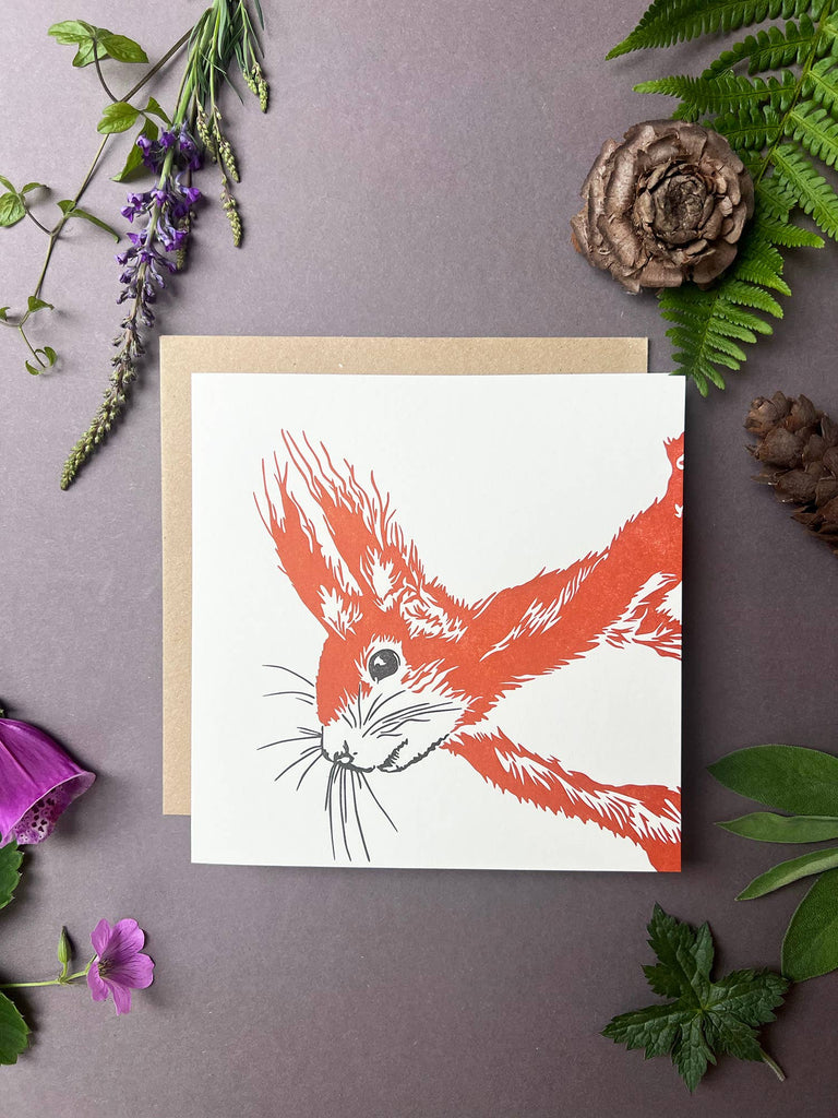 Cheeky Red Squirrel Letterpress Card