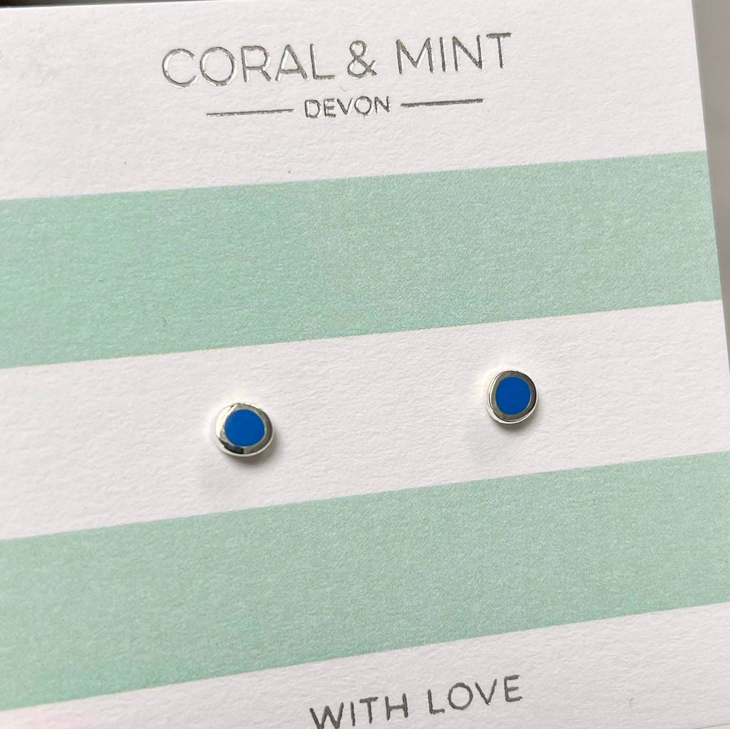 Mini Royal Blue Enamel Studs