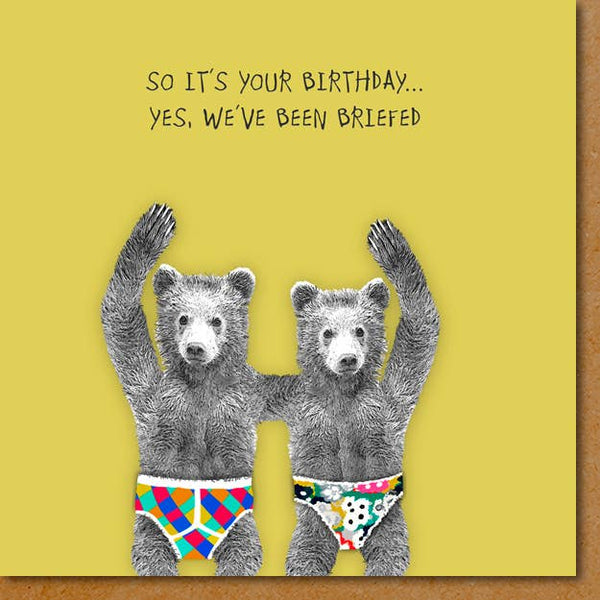 UW042 ... Funny Birthday Card , Briefed Bears