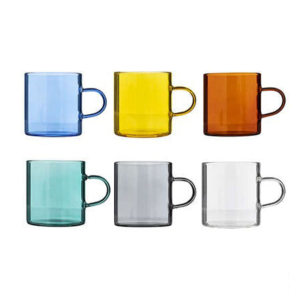 Coloured Glass Coffee Cups x 6