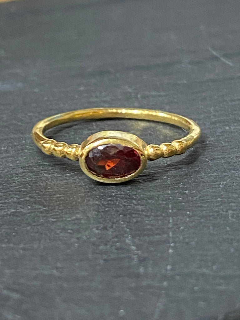 Brass Faceted Stone Ring
