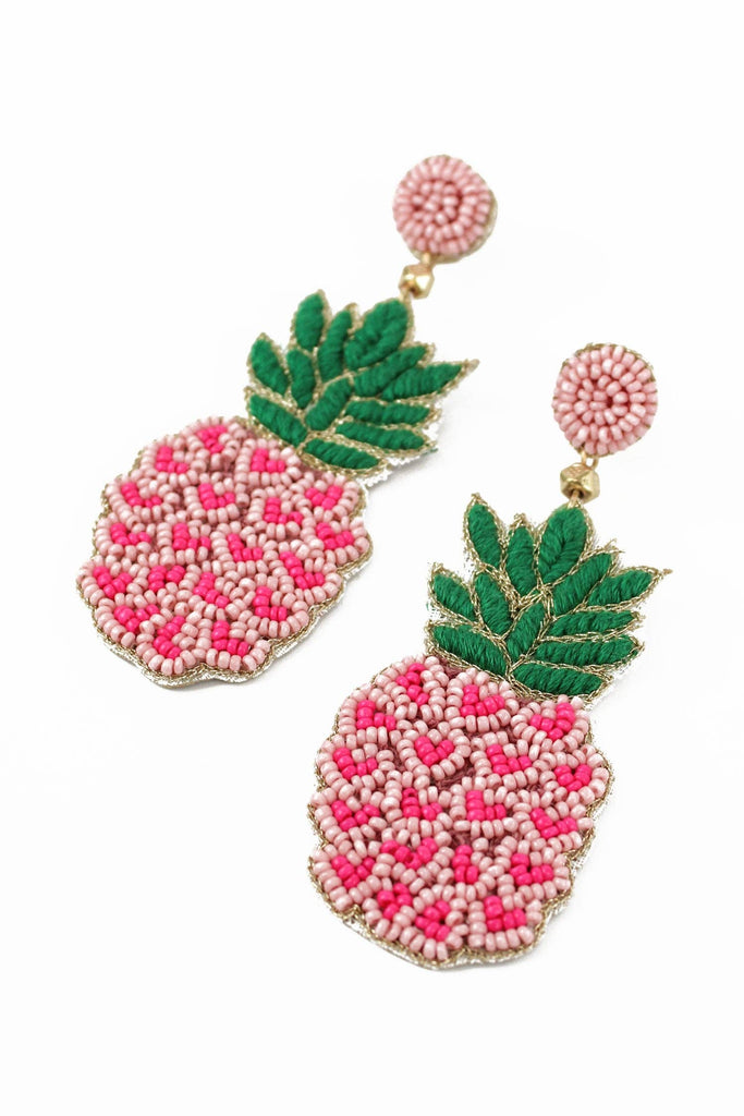 Pink Heart Pineapple Earrings