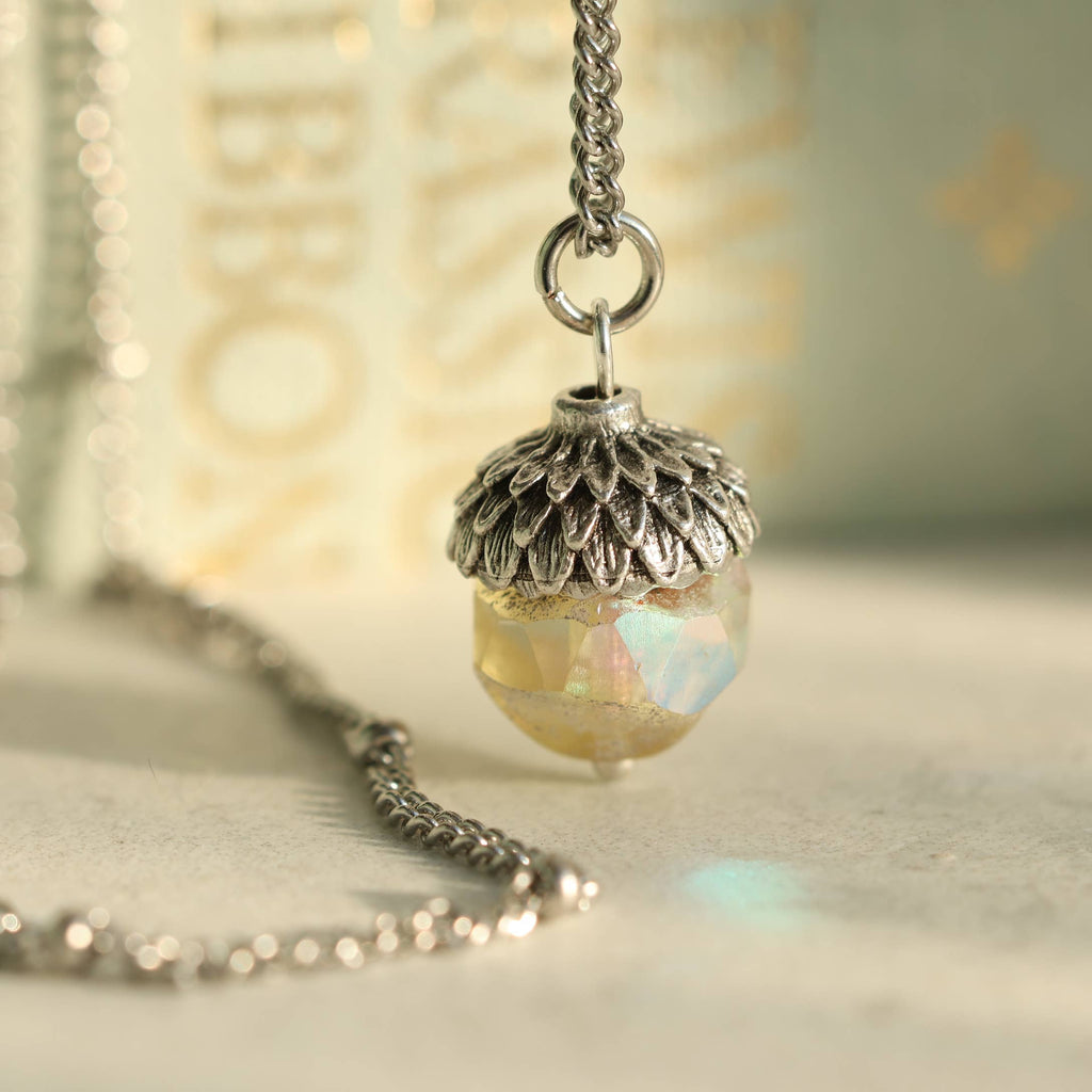 Yellow Opal Acorn Necklace Pendant