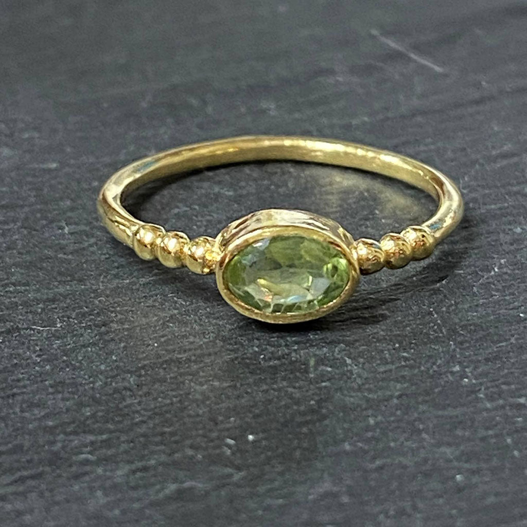 Brass Faceted Stone Ring