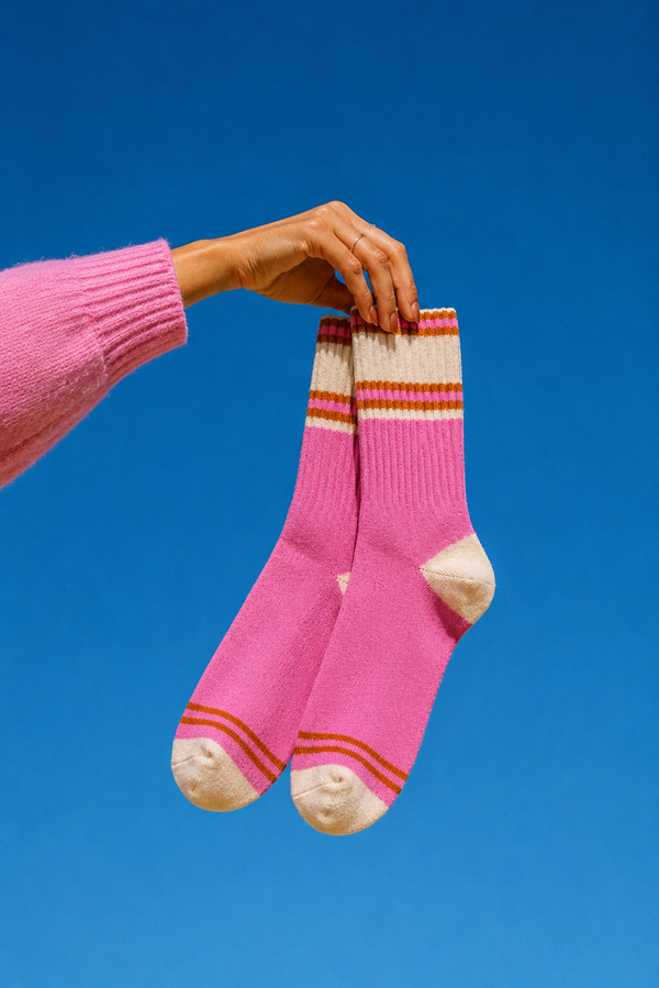 Pink, peach and orange striped signature socks