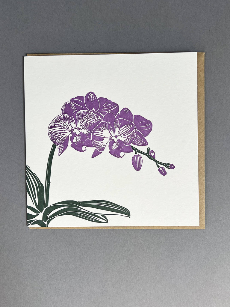Purple Orchid Letterpress Card