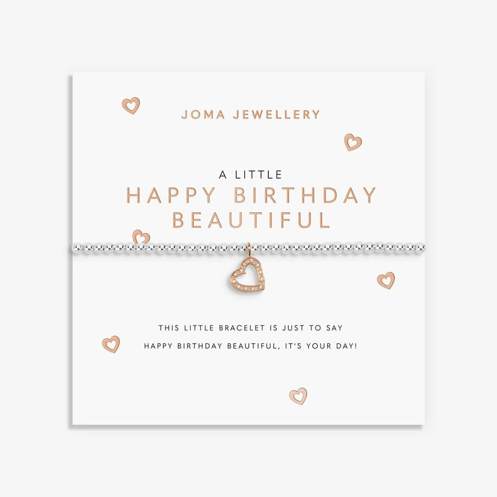 A Little 'Happy Birthday Beautiful' Bracelet In Silver And Rose Gold Plating