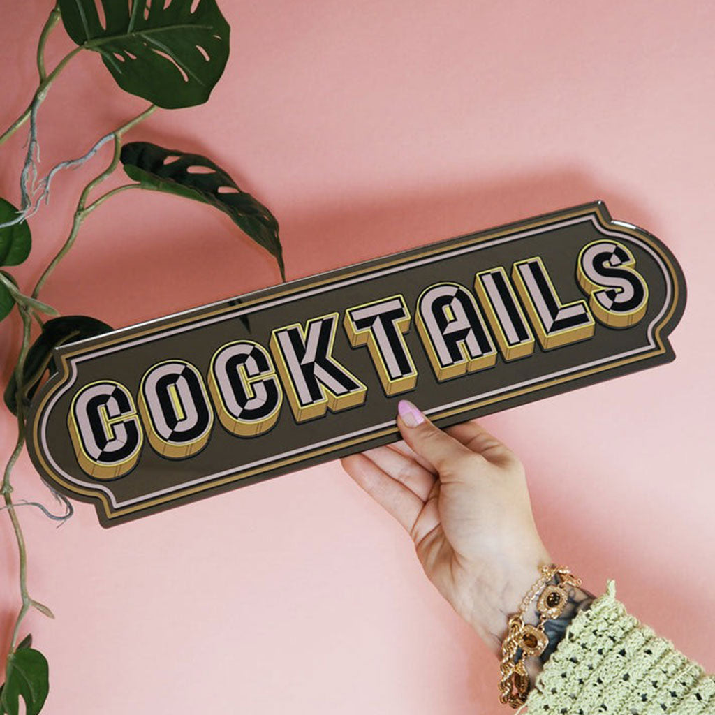 Cocktails Mirror Sign Small