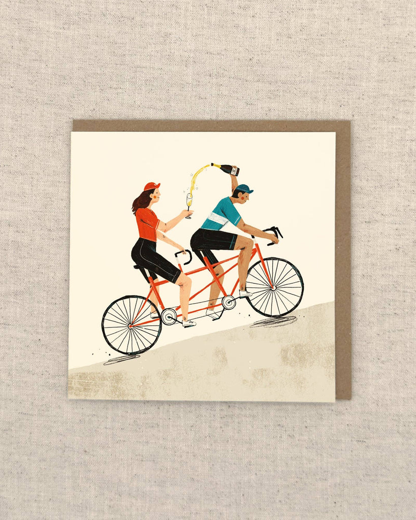Cycle & Champagne Greetings Card