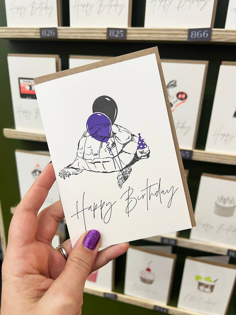 Birthday Bertie Tortoise Letterpress Card