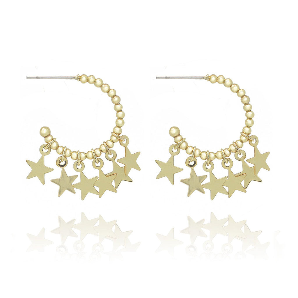 Aura Multi Star Gold Hoop Earrings