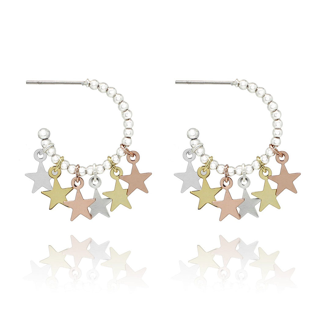 Boucles d'oreilles créoles multiples étoiles Aura 3 couleurs