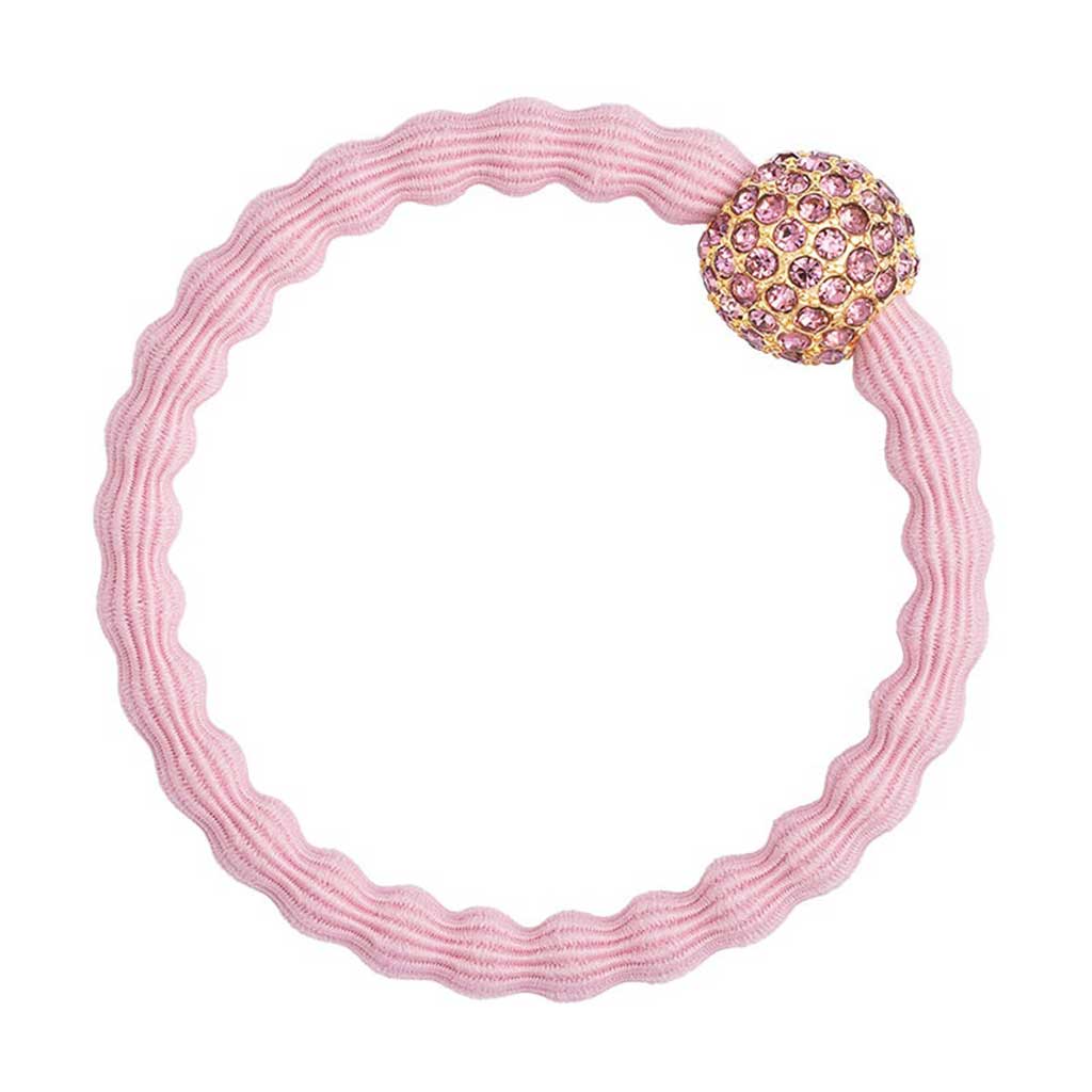 Bling Disco Ball On Ballet Pink Elastic Bangle Band
