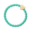 Heart In Gold On Jungle Green Elastic Bangle Band