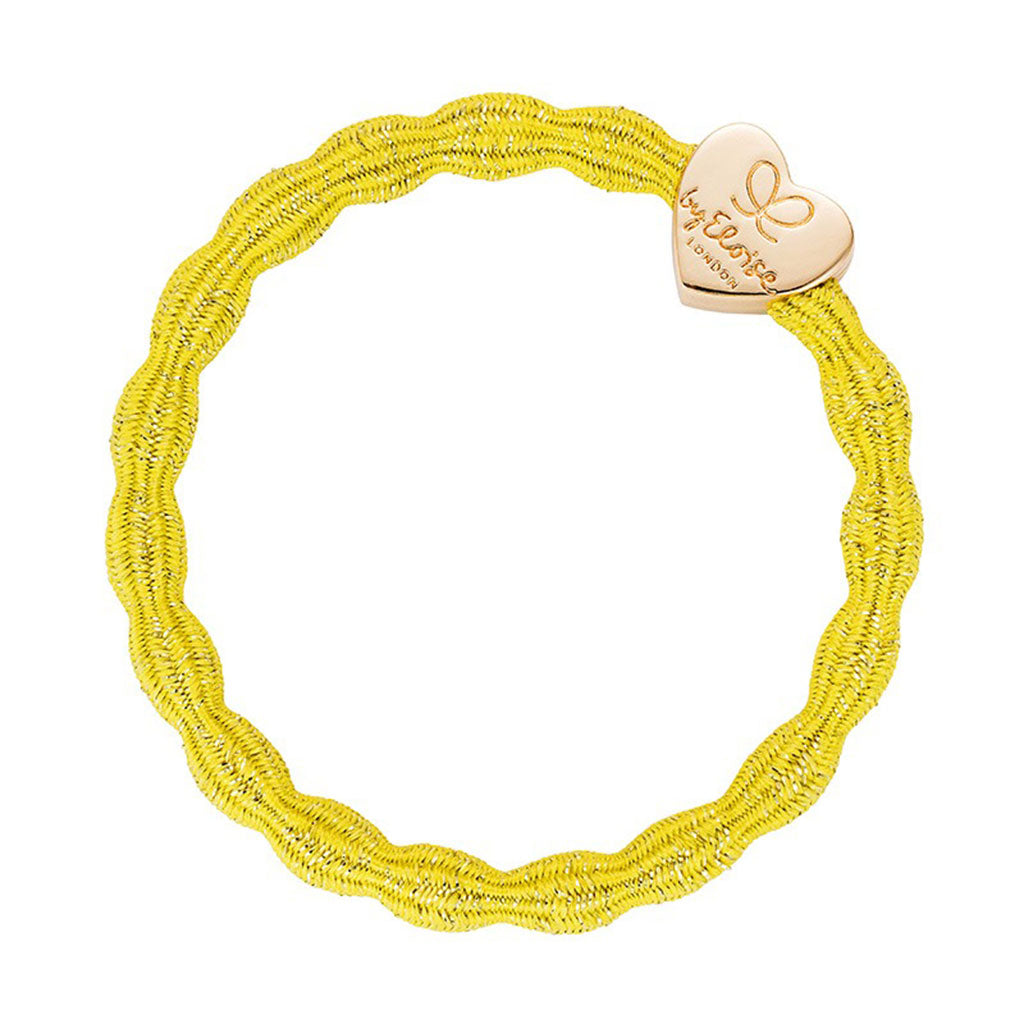 Bracelet élastique jaune coeur doré sur soleil