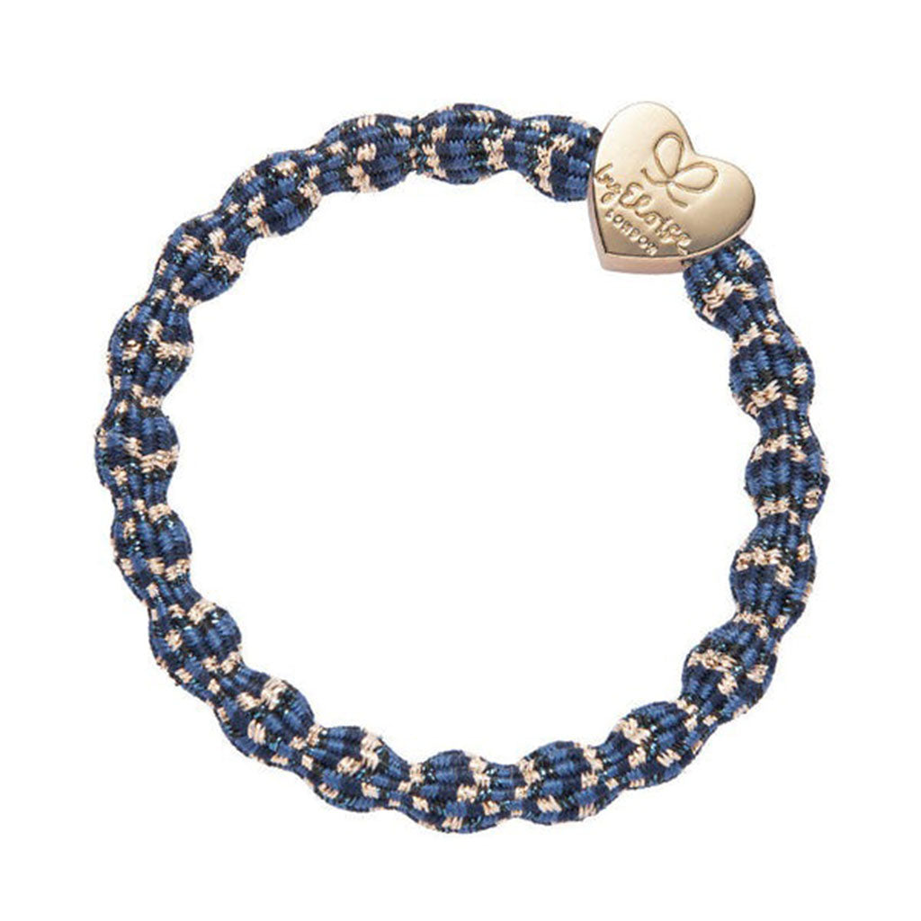 Bracelet élastique en forme de cœur doré métallisé sur myrtille