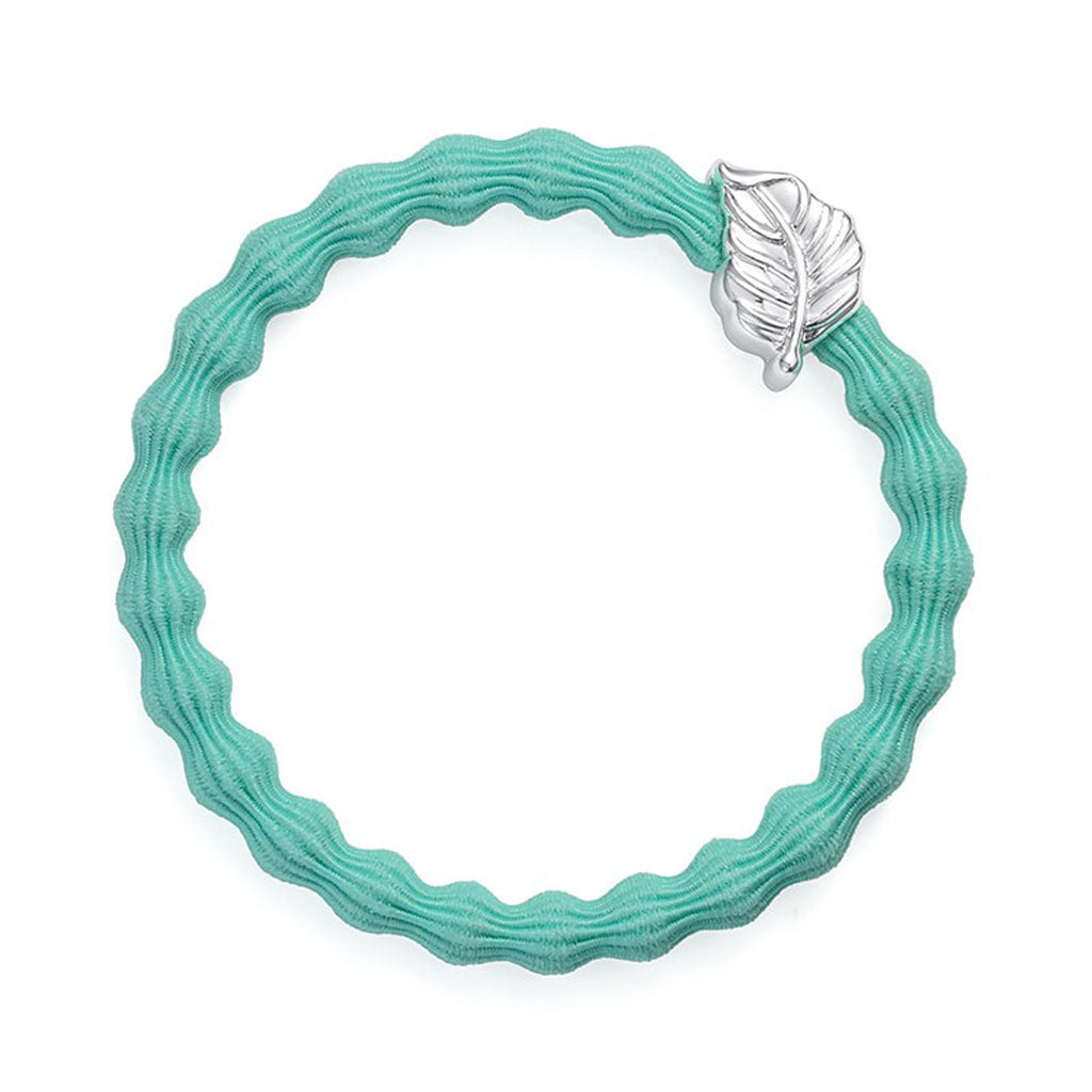 Silver Leaf On Turquoise Elastic Bangle Band