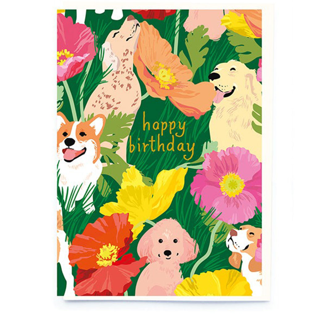 Dogs And Poppies Card