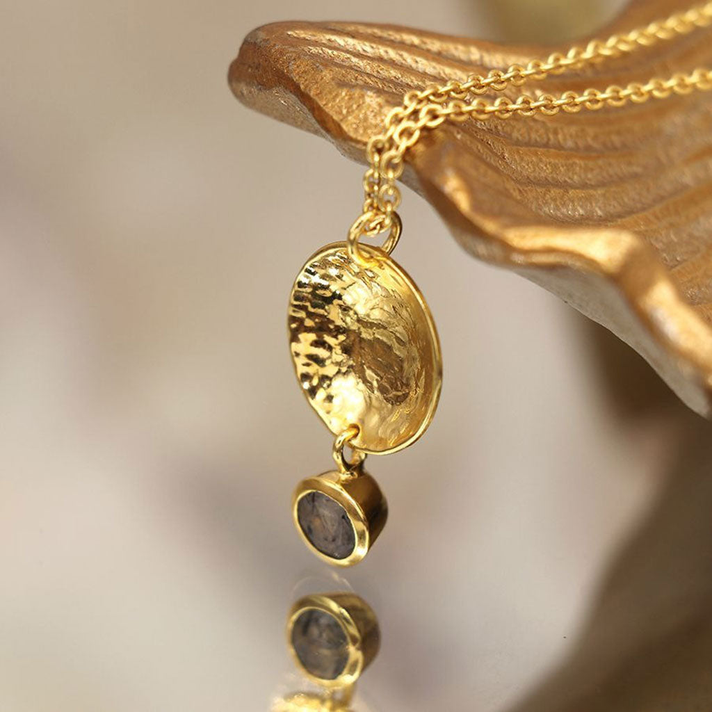 Aureus 14Ct Gold Plated Hammered Disc Pendant