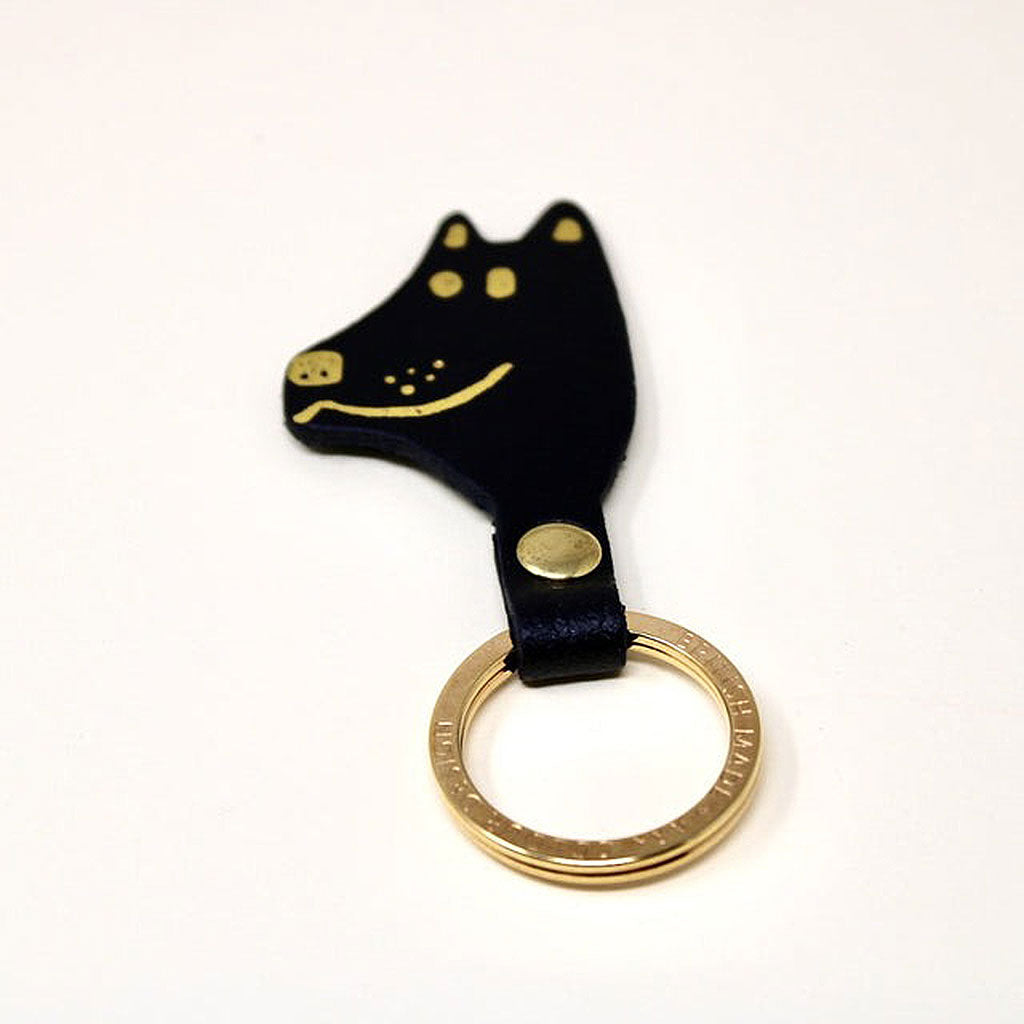 Schlüsselanhänger mit Hundekopf, Schwarz