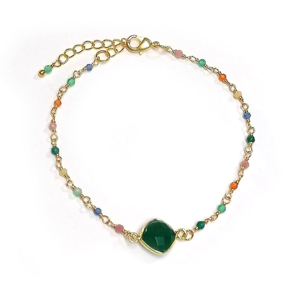 Bracelet fabriqué à la main en onyx vert