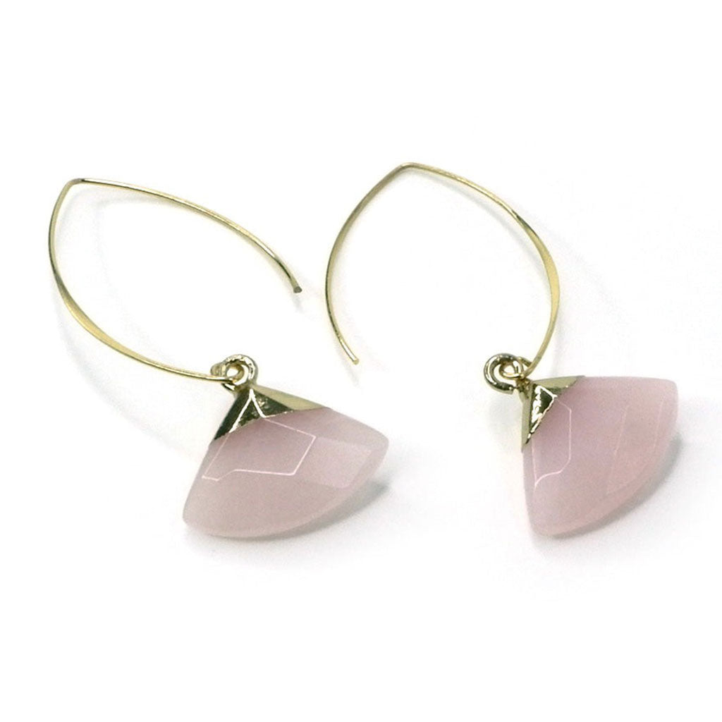 Boucles d'oreilles pendantes en quartz rose