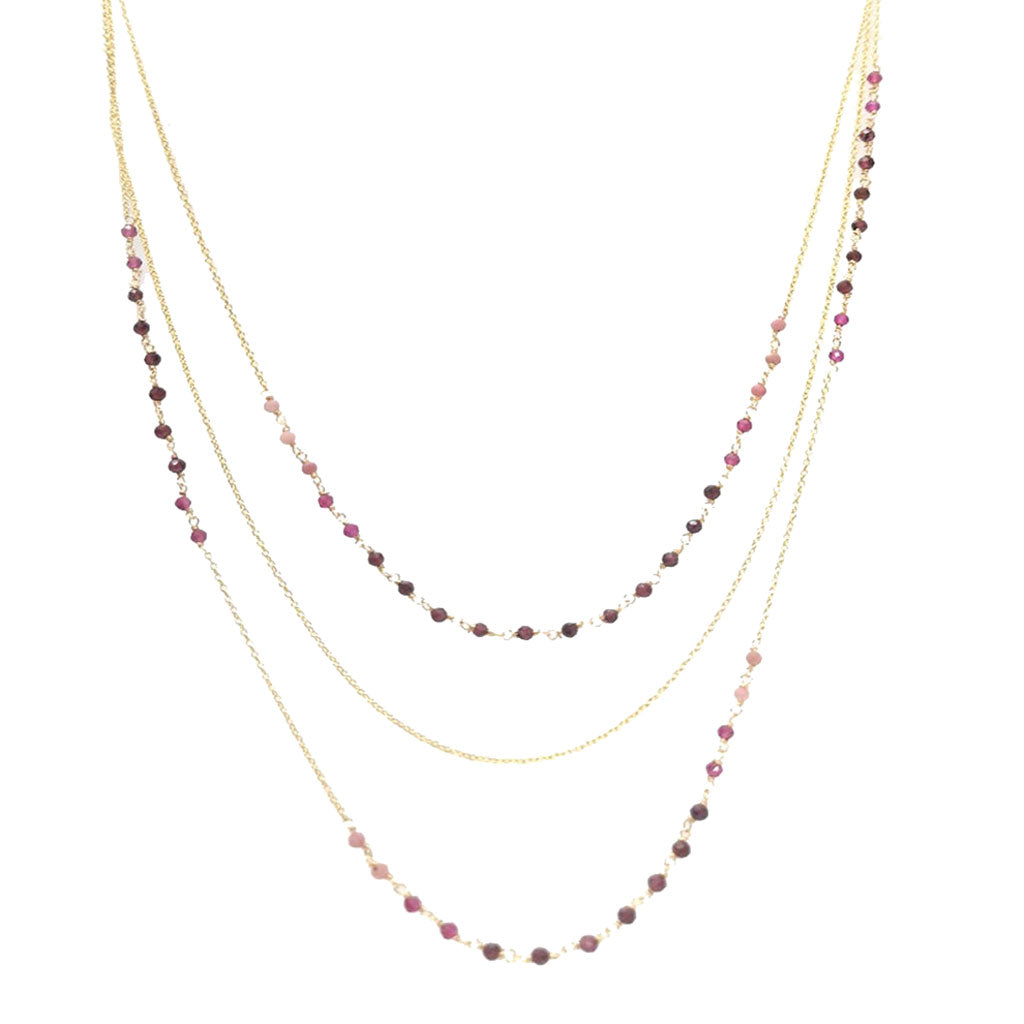 Handgefertigte Halskette aus Granat und rosa Turmalin