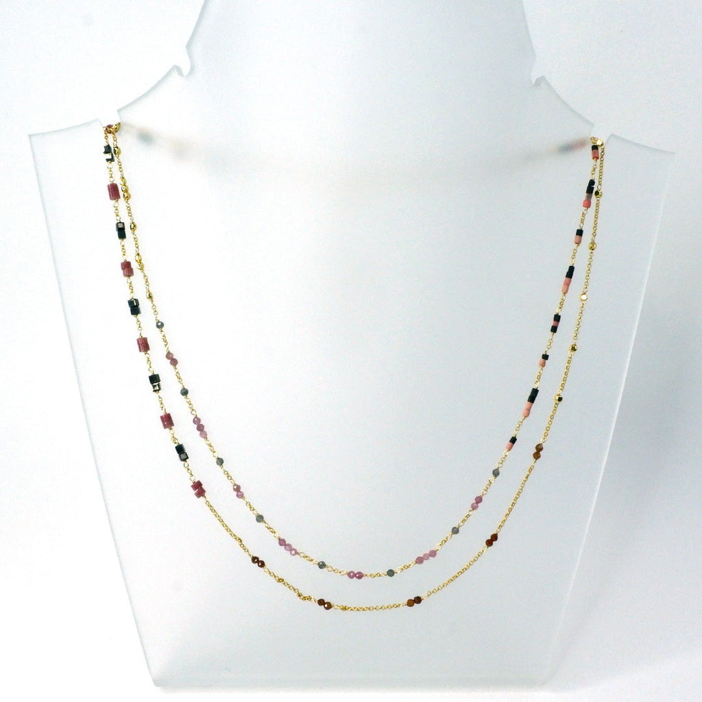 Pink Tourmaline & Rhodonite Handcrafted Necklace