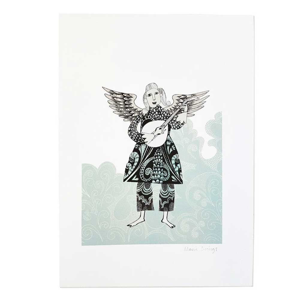 Angel With Lute Print