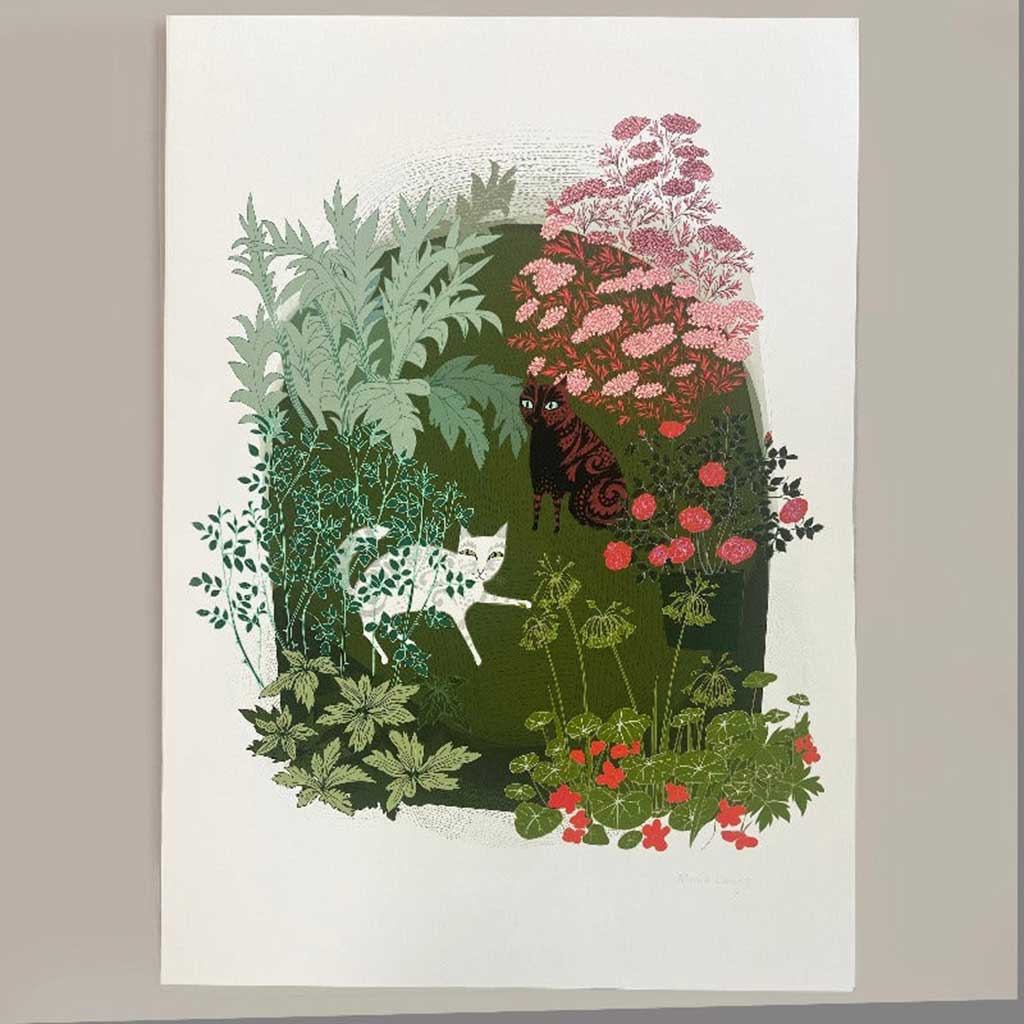 Cats In The Garden Print