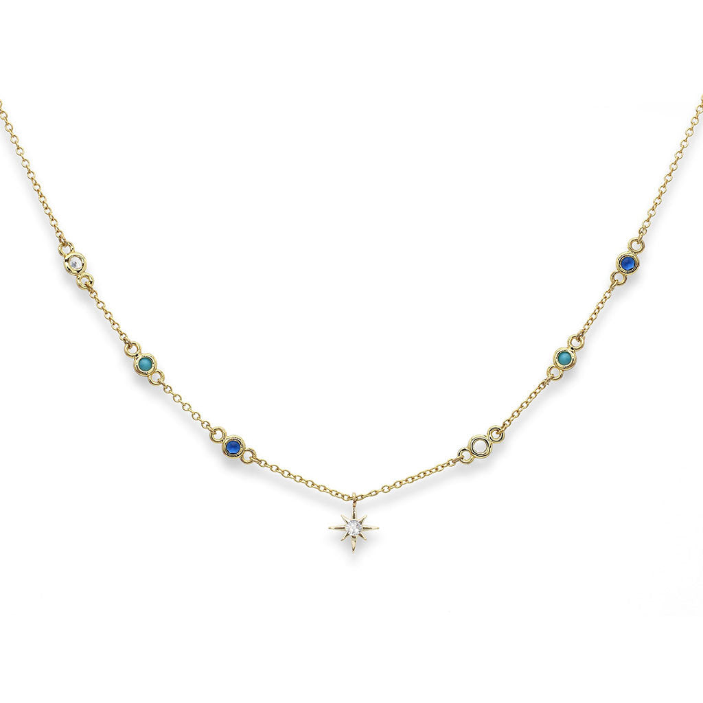 Astarte Crystal Charm Gold Necklace