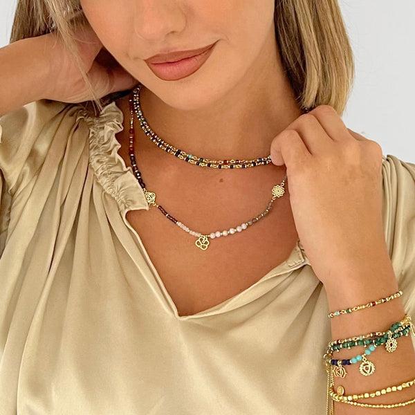 Rheia Chakra Gemstone Gold Necklace
