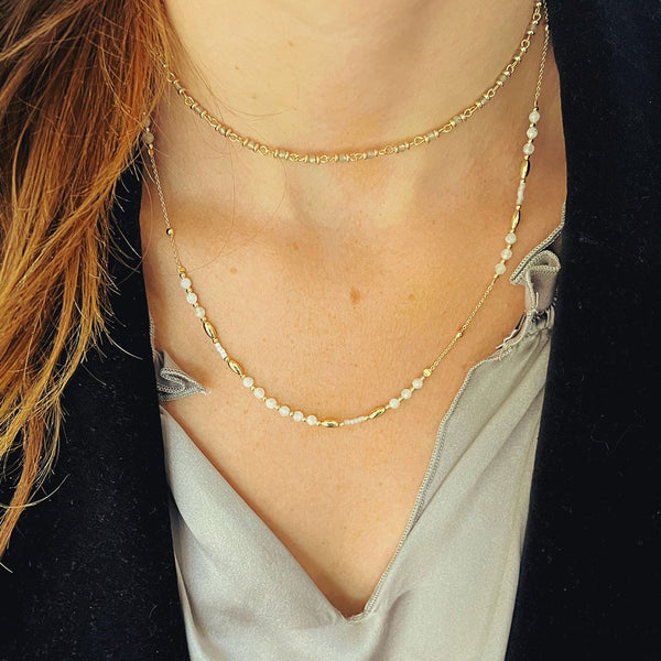 Collier en or avec pierres précieuses Horus Labradorite