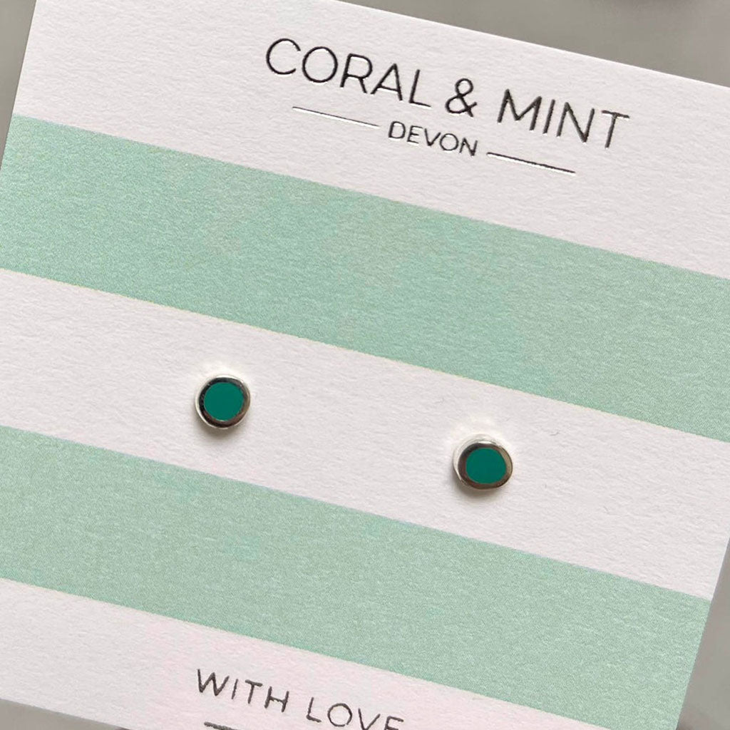 Mini Sea Green Enamel Studs