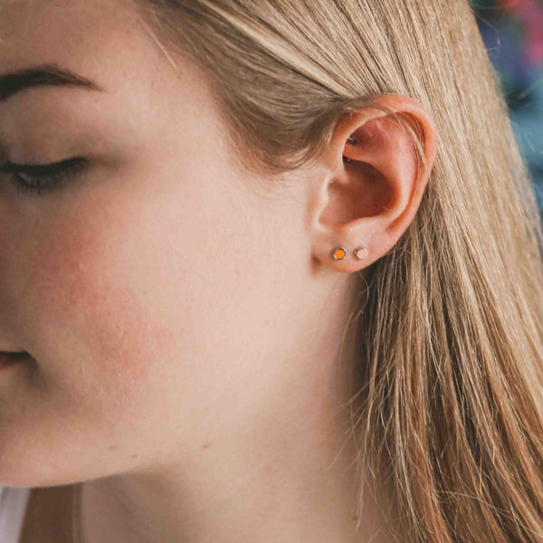 Coral Enamel Studs