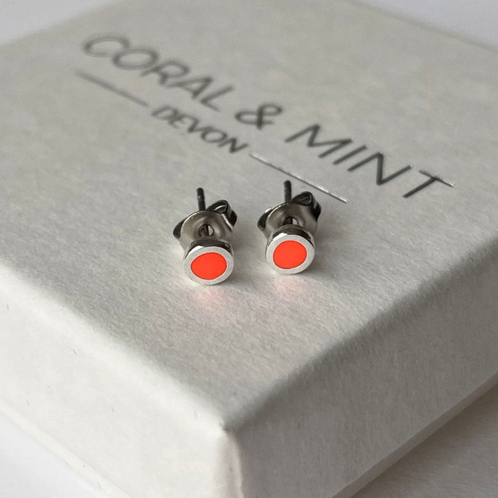 Coral Enamel Studs