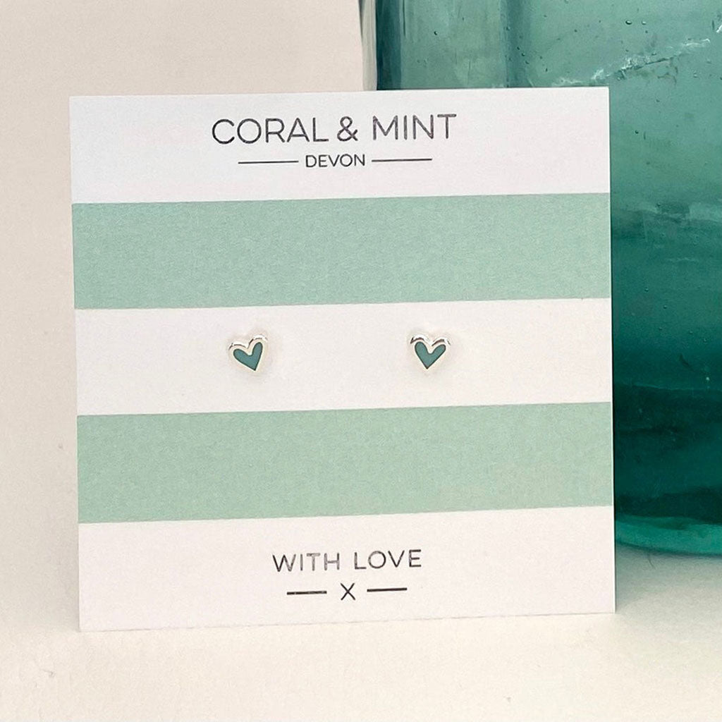 Mini clous coeur avec émail menthe