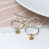 2 Tone Hoops With Star Drop Earrings