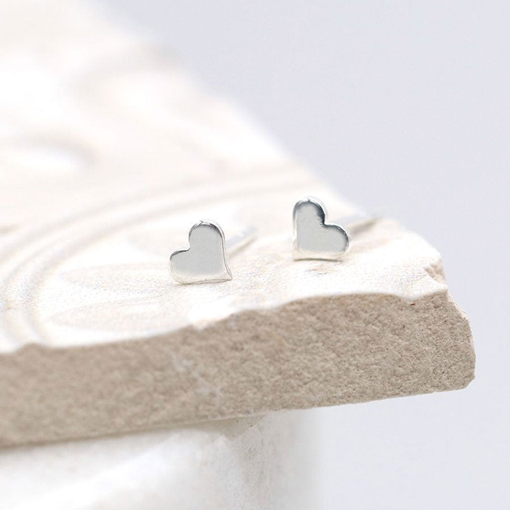 Sterling Silver Tiny Heart Studs