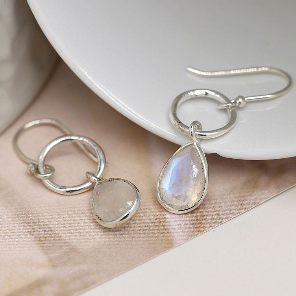Sterling Silver Rainbow Moonstone Teardrop And