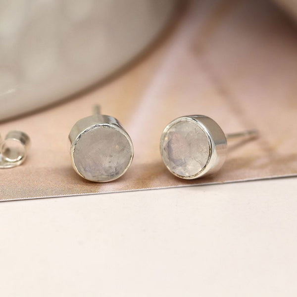 Rainbow Moonstone Cut Sterling Silver Earrings